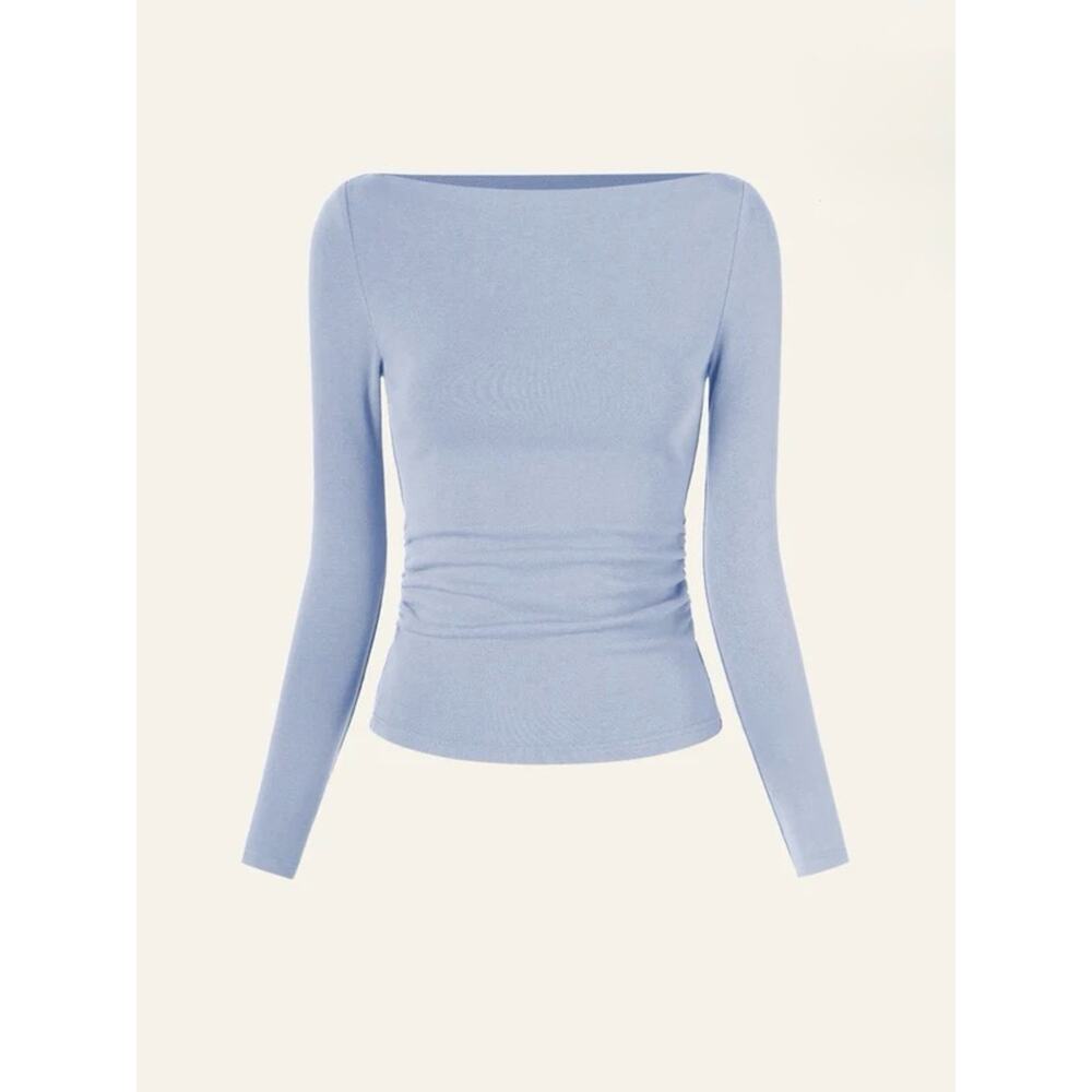 OGL Pale Blue Long-Sleeve Boatneck Top
